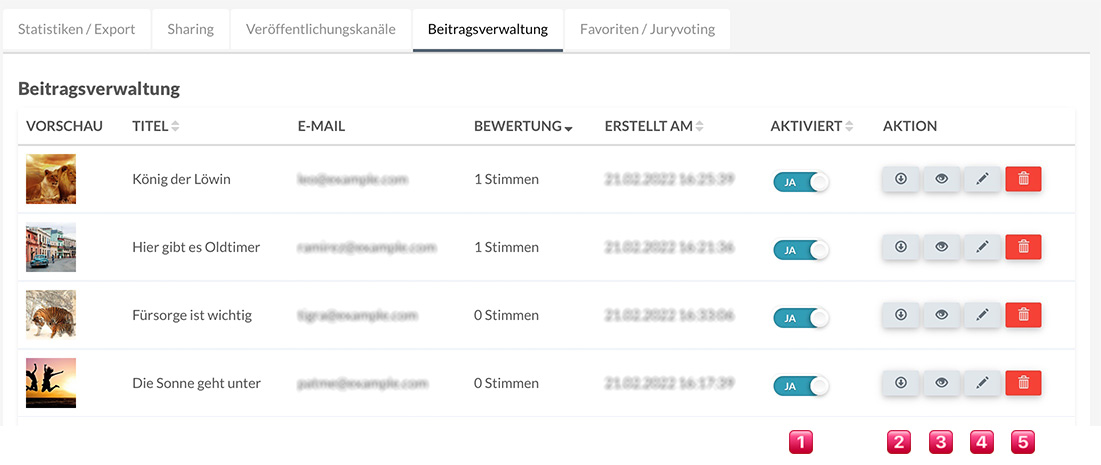 Wettbewerb Beitragsverwaltung