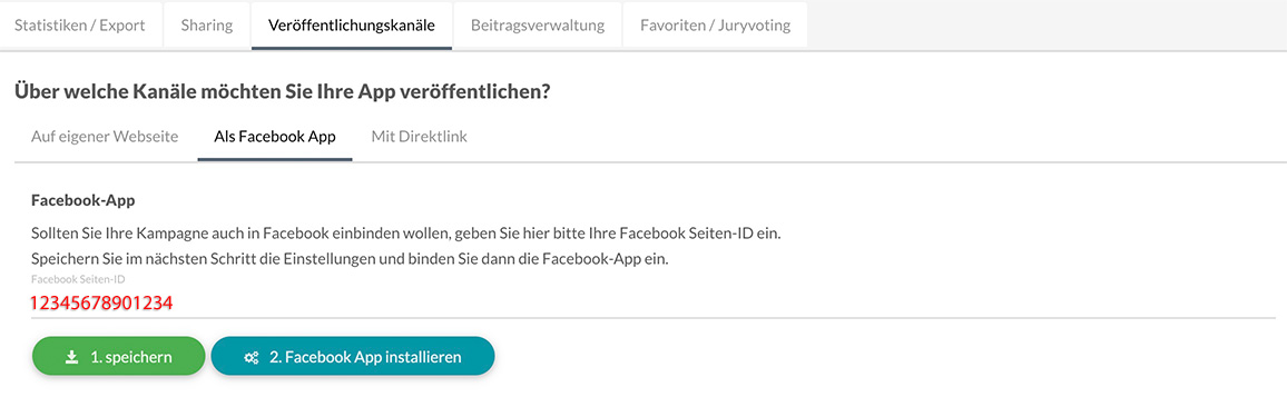 Wettbewerb veröffentlichen als Facebook App