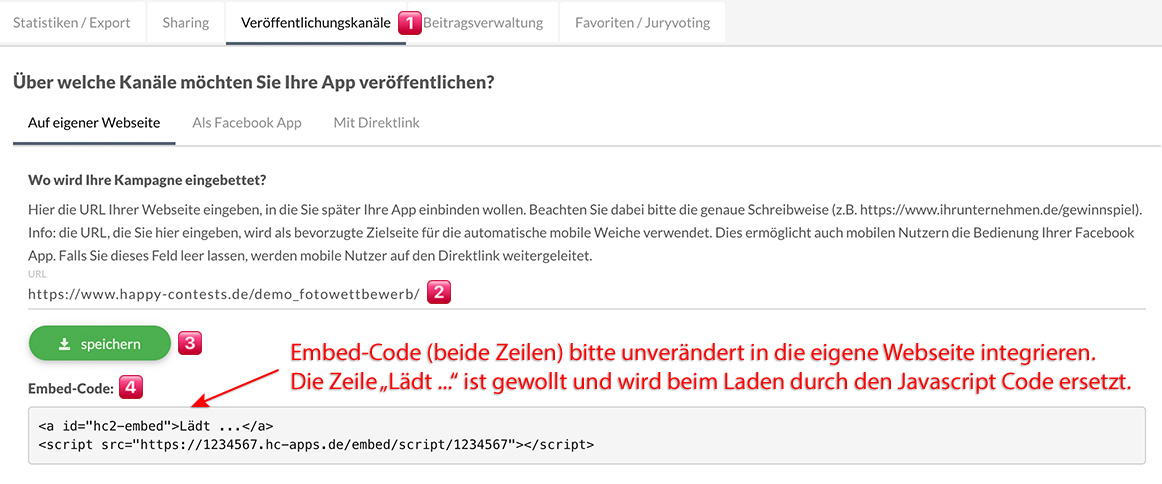 Veröffentlichen auf eigener Webseite