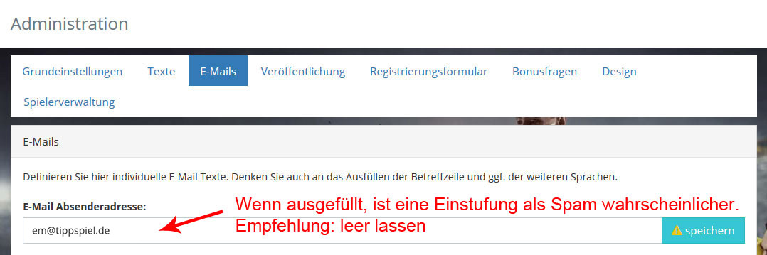 EM E-Mails Absenderadresse setzen